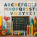 Tło fotograficzne – Kolorowa klasa przedszkolna z alfabetem | 3667